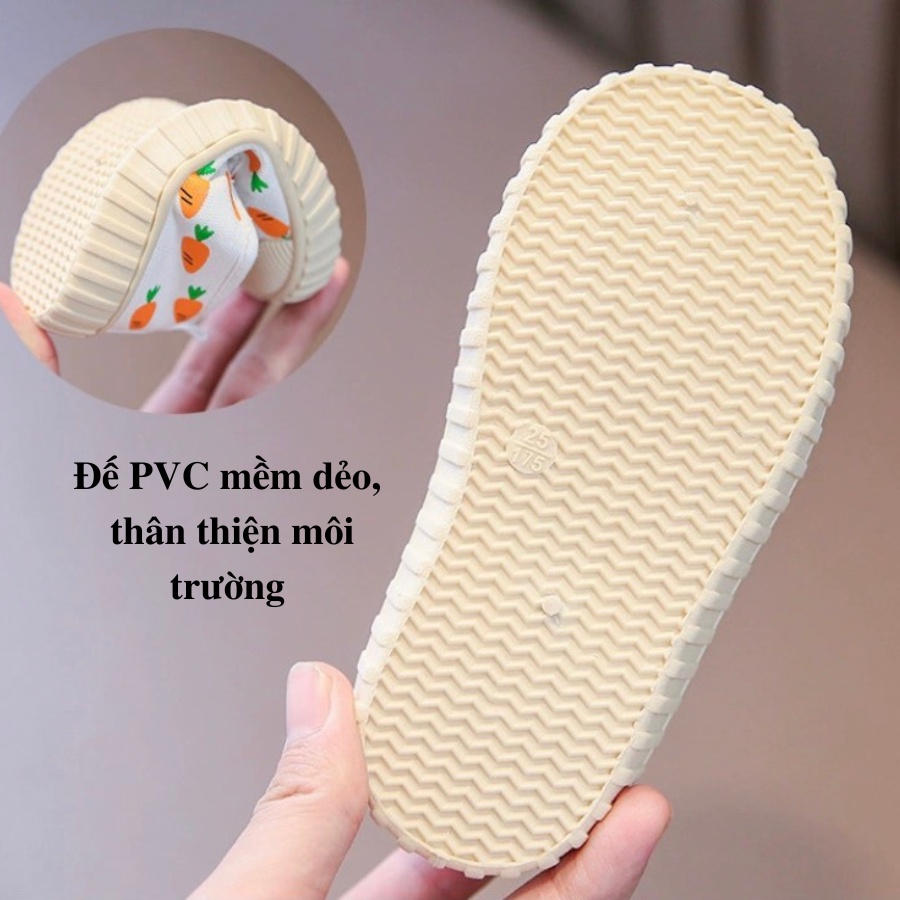 Giày vải cho bé gái canvas họa tiết hoạt hình Bunny store, giày búp bê cho bé đế mềm thoáng khí BN10