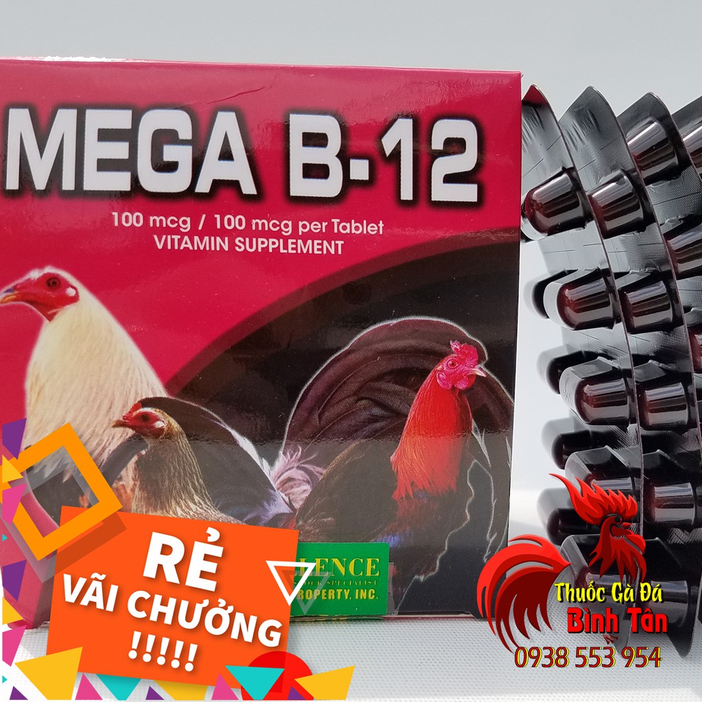 Thuốc Nuôi Gà Mega B12 Tăng Nước Máu Cho Gà Lẻ 3 VỈ 30 Viên - MEGA B12