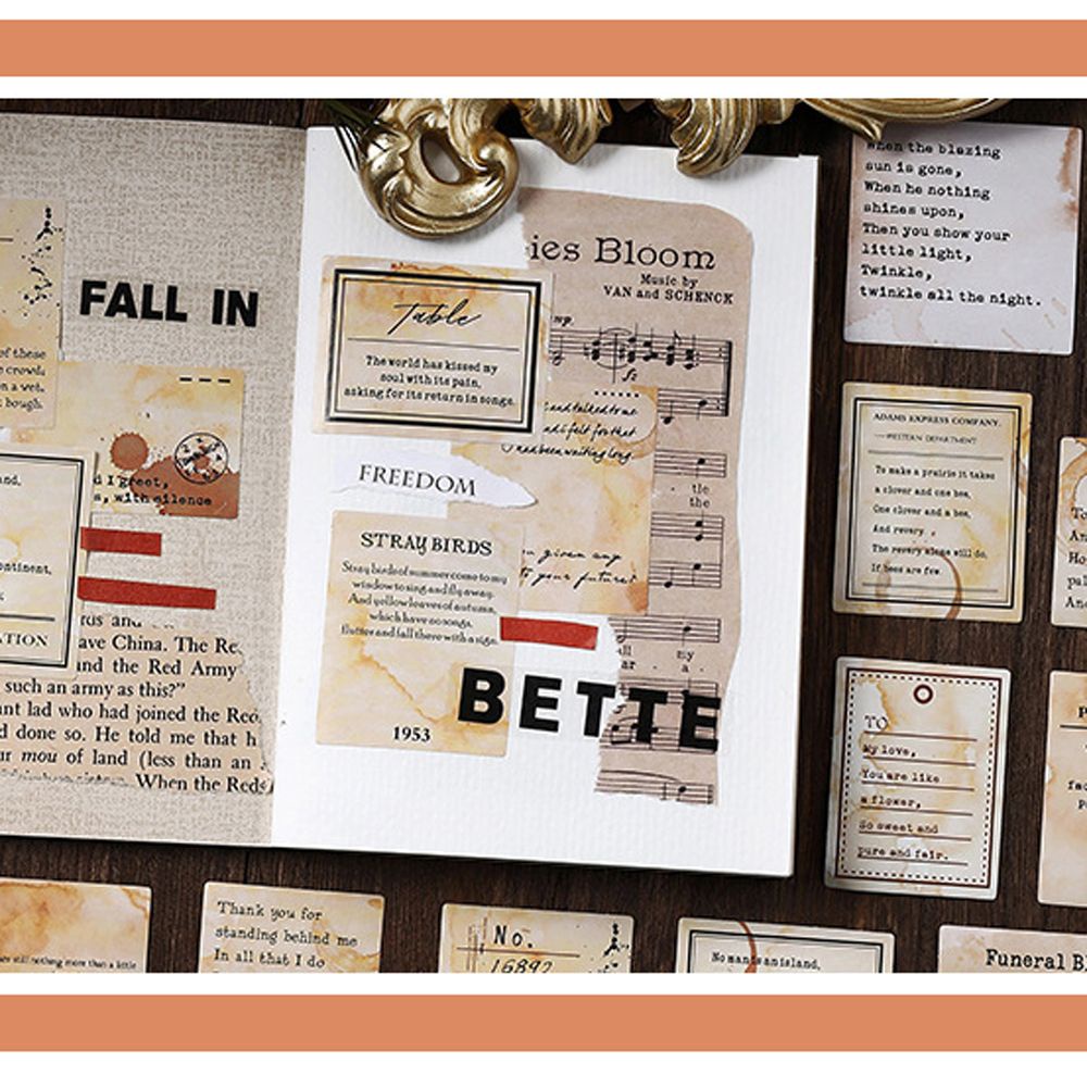 Bộ 46 miếng dán trang trí sổ tay họa tiết hành tinh phong cách cổ điển DIY