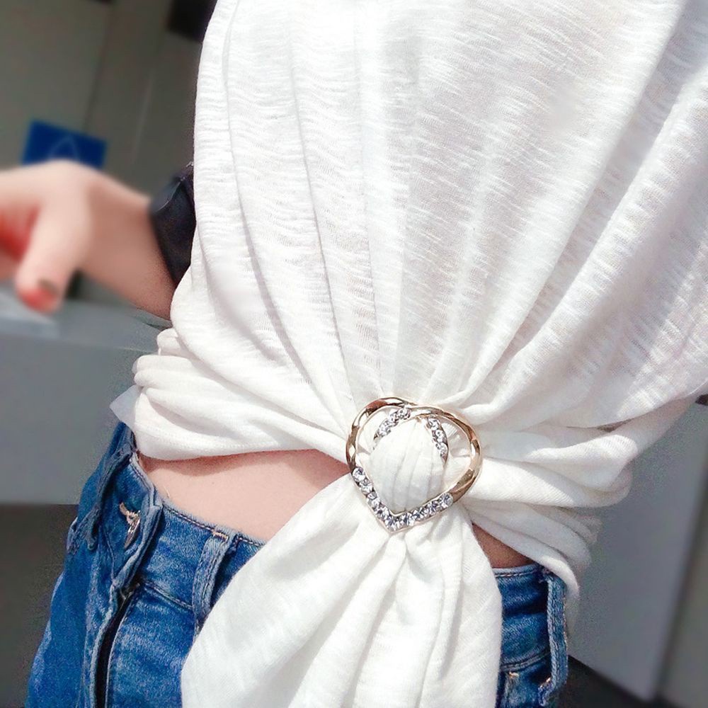 Ghim Cài Khăn Choàng Hình Trái Tim Ba Vòng Thời Trang Thanh Lịch Dành Cho Nữ