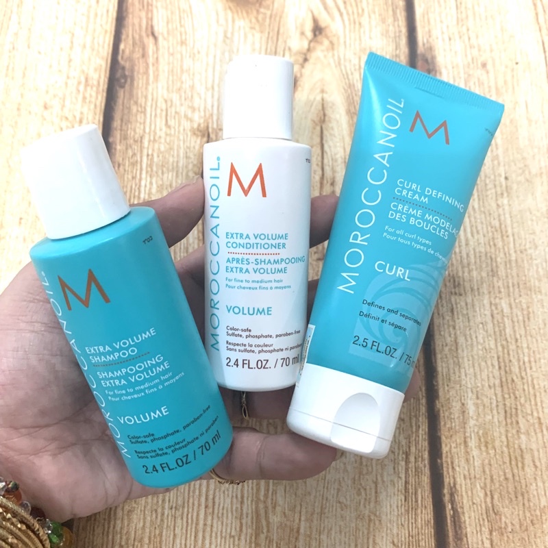 COMBO GỘI XẢ VÀ KEM TẠO KIỂU DƯỠNG TĂNG PHỒNG MOROCCANOIL 70mlx 2 / 75ml