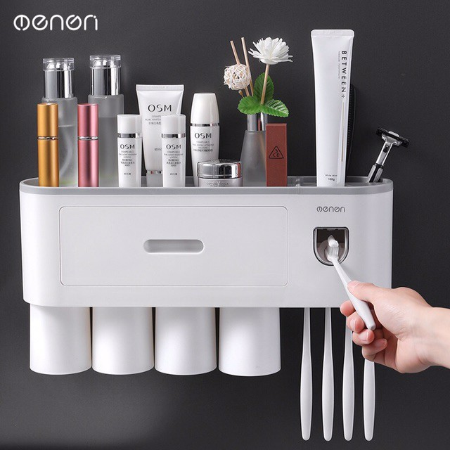 Bộ Nhả Kem Đánh Răng Tự Động OENON, Cốc Hút Từ Tính Không khoan tường