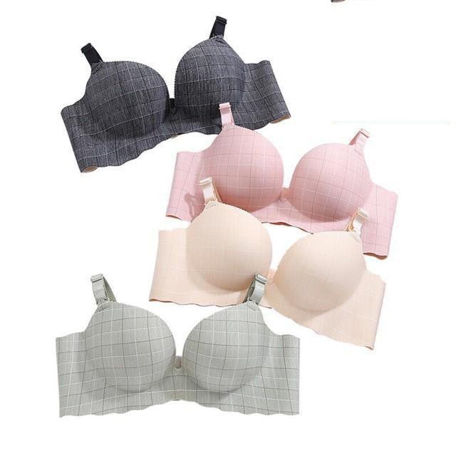 Áo ngực nữ áo lót su kẻ không gọng đệm su 2.5cm nâng ngực hình bàn tay thông hơi êm ấm thoáng mát | BigBuy360 - bigbuy360.vn