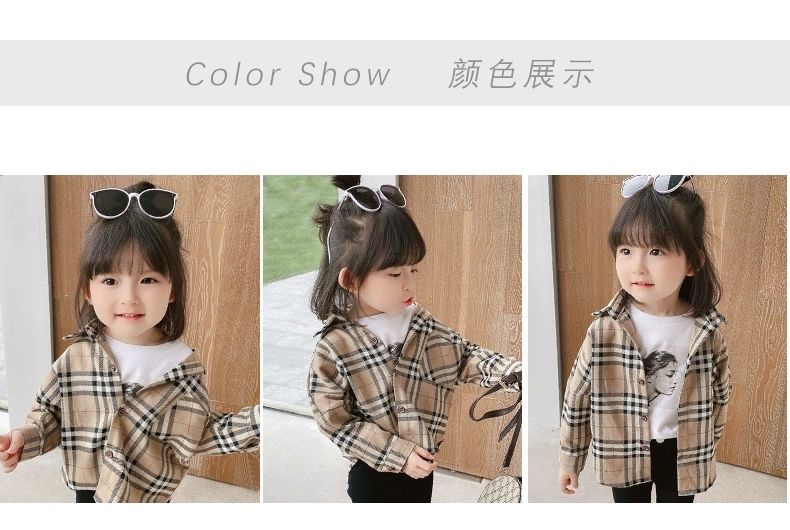 Áo Sơ Mi Tay Dài Vải Cotton Kẻ Sọc Kiểu Phương Tây Xinh Xắn Cho Bé Gái