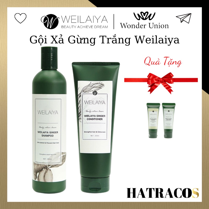 Bộ Dầu Gội Gừng Weilaiya Trắng Chính Hãng Dầu Gội Thảo Dược Cho Tóc Khô Ngăn Ngừa Rụng Tóc Kích Thích Mọc Tóc 400ml HT01