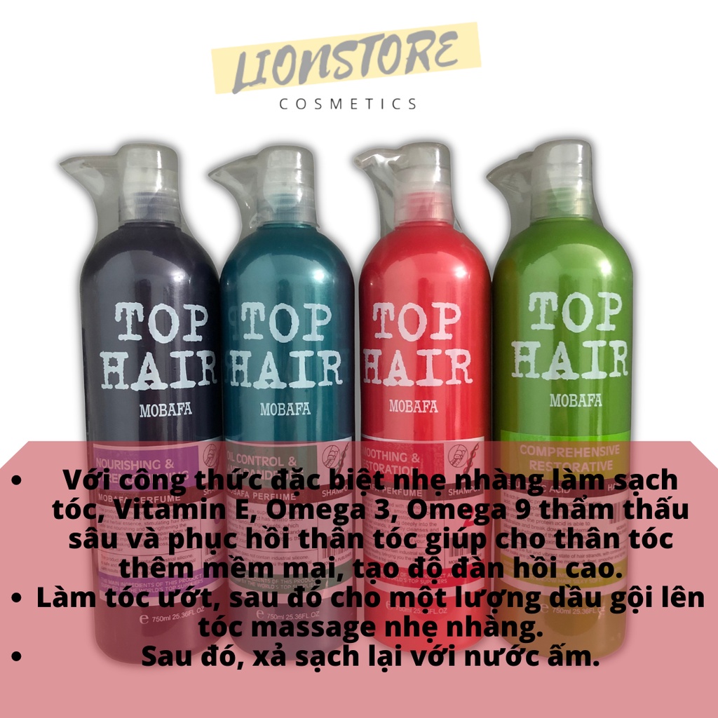 Cặp dầu gội xả collagen Top Hair Mobafa 750ml phục hồi siêu mượt