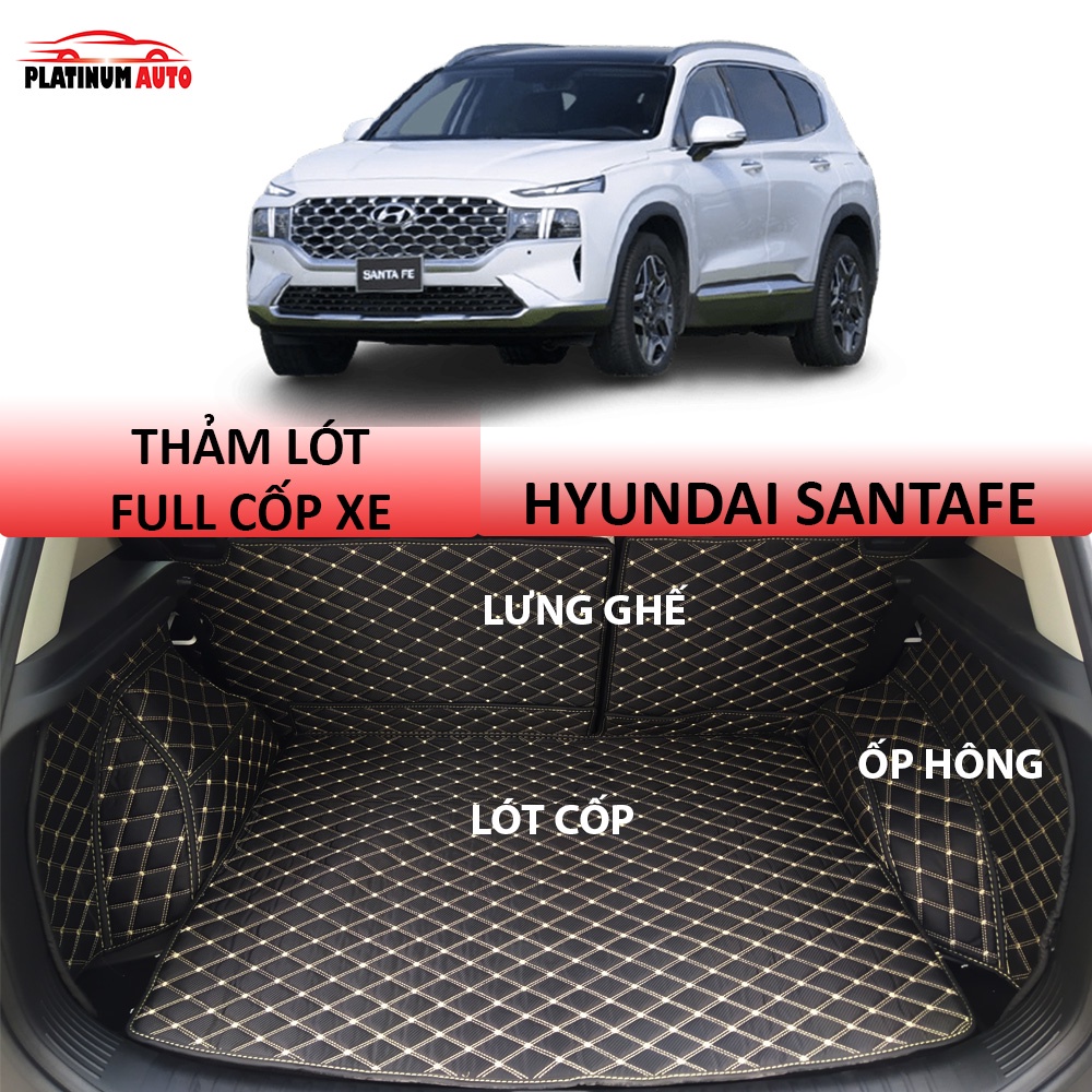 Lót cốp xe Hyundai Santafe (2021-2023) - Thảm da Pu cao cấp, chống nước, chống xước