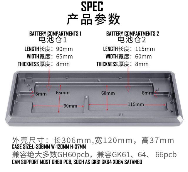 Vỏ case nhôm nguyên khối Light Edge dành cho PCB 60%