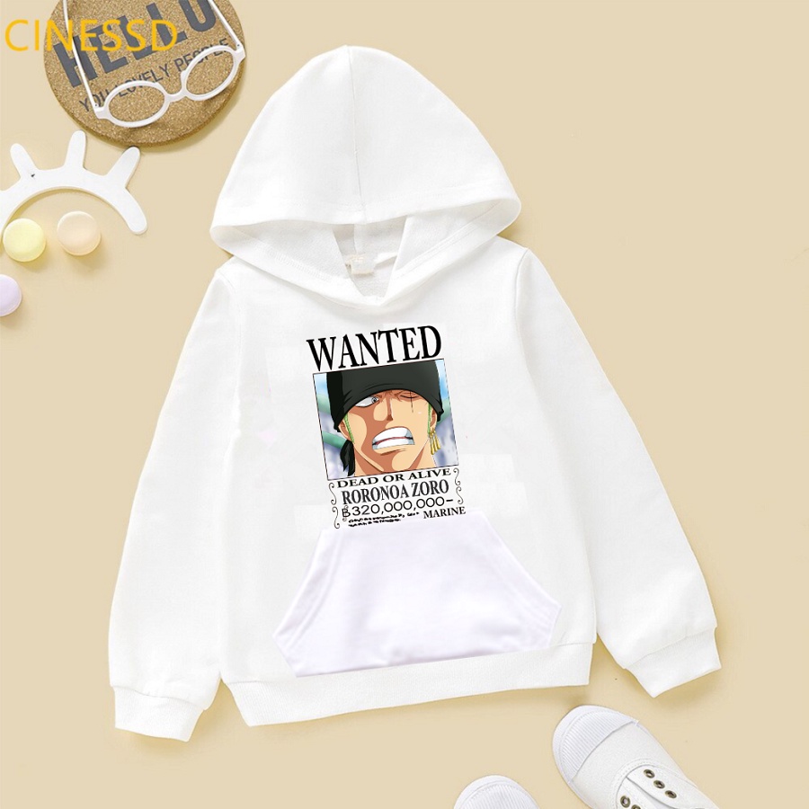 Áo khoác one piece vua hải tặc áo hoodie màu trắng cực chất cho bé trai bé gái