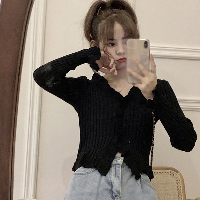 Áo Cardigan Dệt Kim Tay Dài Phối Nút Thiết Kế Cổ Chữ V Hợp Thời Trang | BigBuy360 - bigbuy360.vn