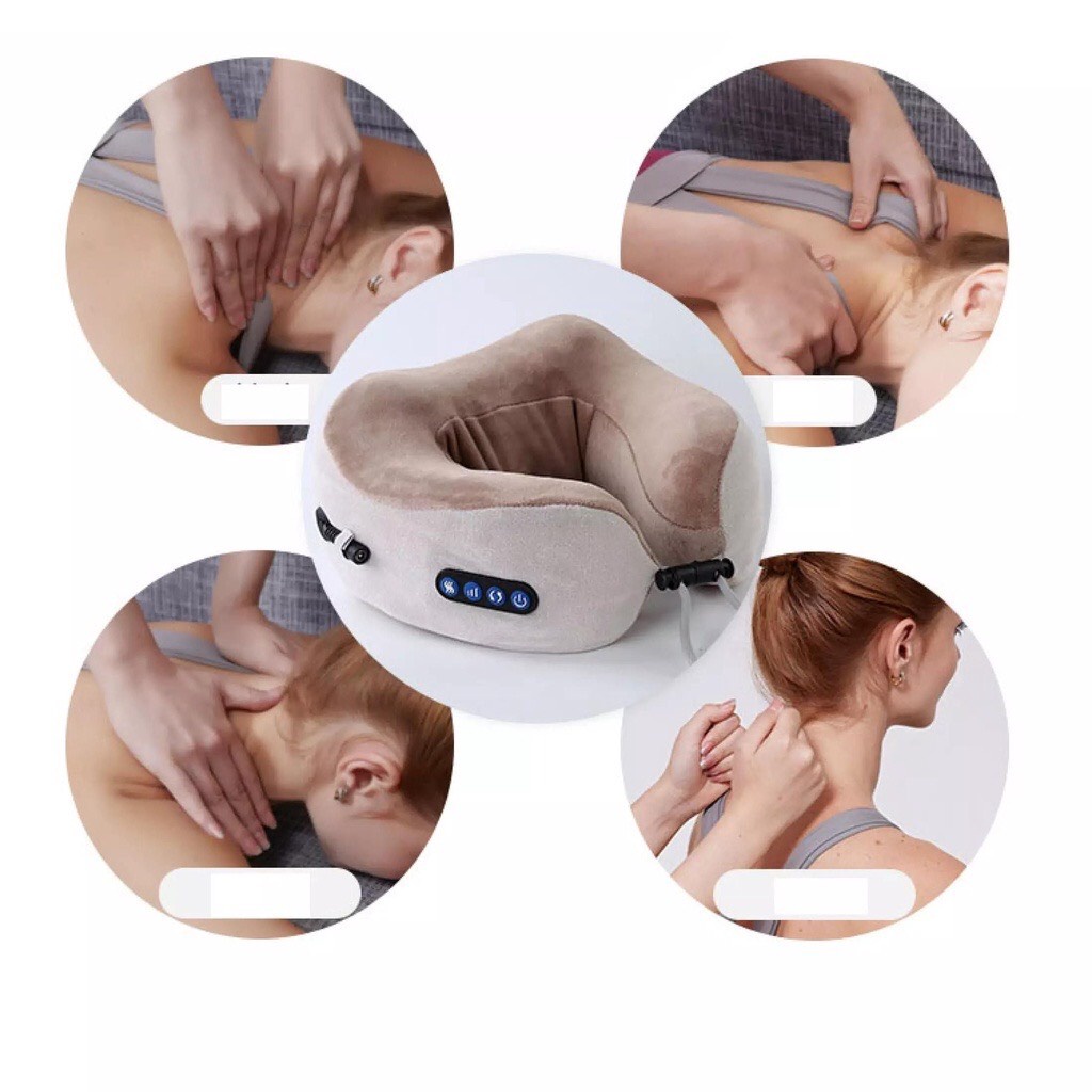 Máy massage cổ vai gáy chữ U ,máy mát xa cổ vai gáy kiêm gối ngủ tiện lợi, gối massa cao cấp - bảo hành 12 tháng