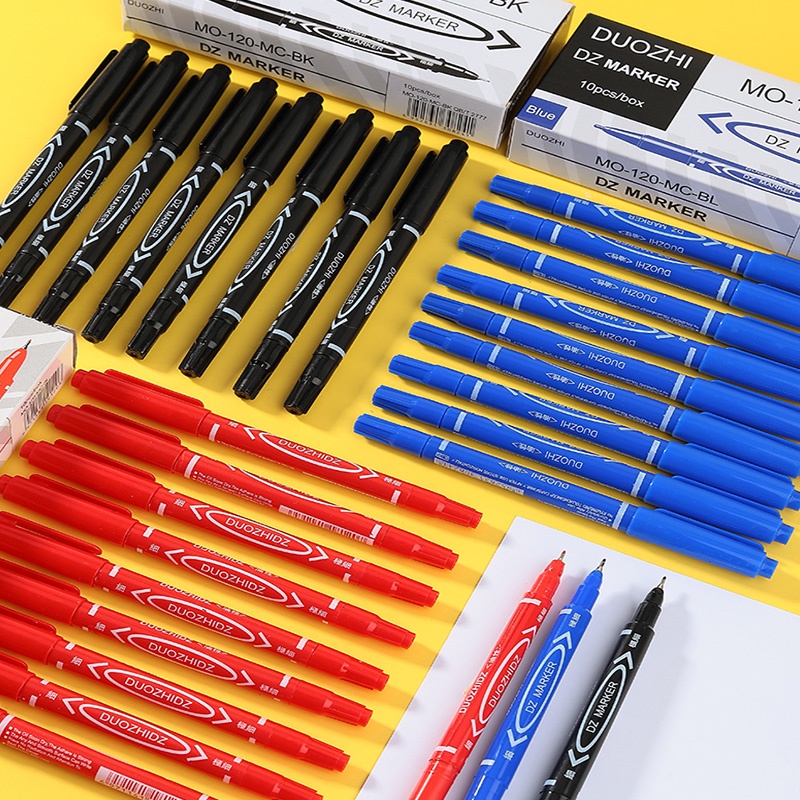 Bút Lông Đánh Dấu Hai Đầu 0.5mm / 1mm Màu Đen / Xanh Dương / Đỏ Chống Thấm Nước