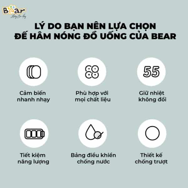Đế hâm nóng, đế làm nóng đồ uống Bear DRBD-C16J5 bảo hành 18 tháng bản quốc tế