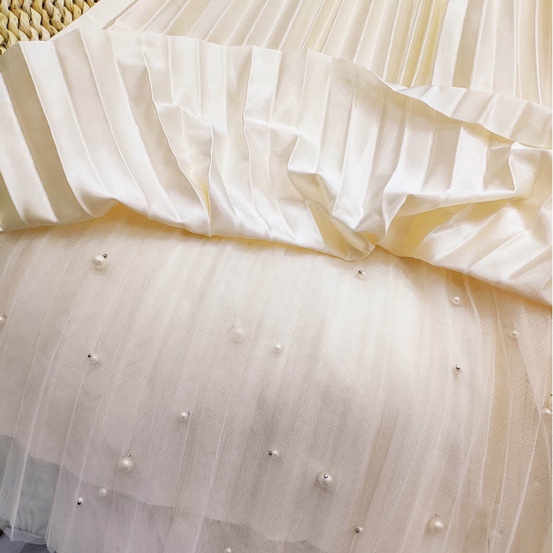 #9931 CHÂN VÁY XẾP LY TUTU ĐÍNH HẠT, ĐÍNH NGỌC MẶT 2 MẶT