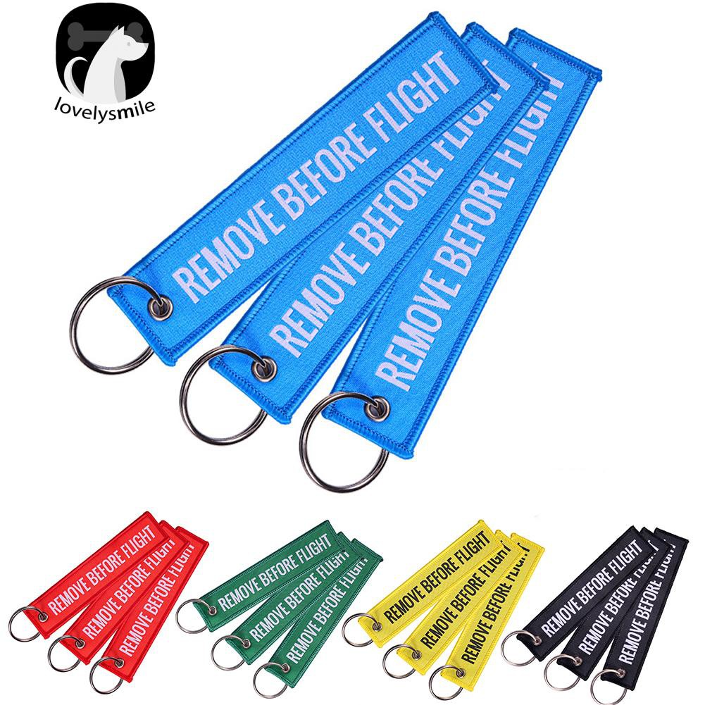 Móc khóa thêu chữ Remove Before Flight