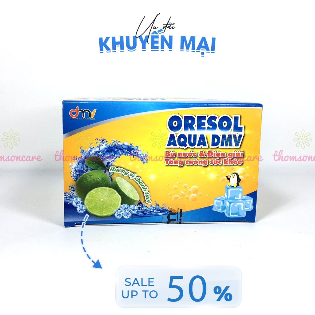 Bột điện giải Oresol bù nước khi ốm sốt, chơi thể thao - Oresol DMV Hộp 20 gói hương chanh giải khát