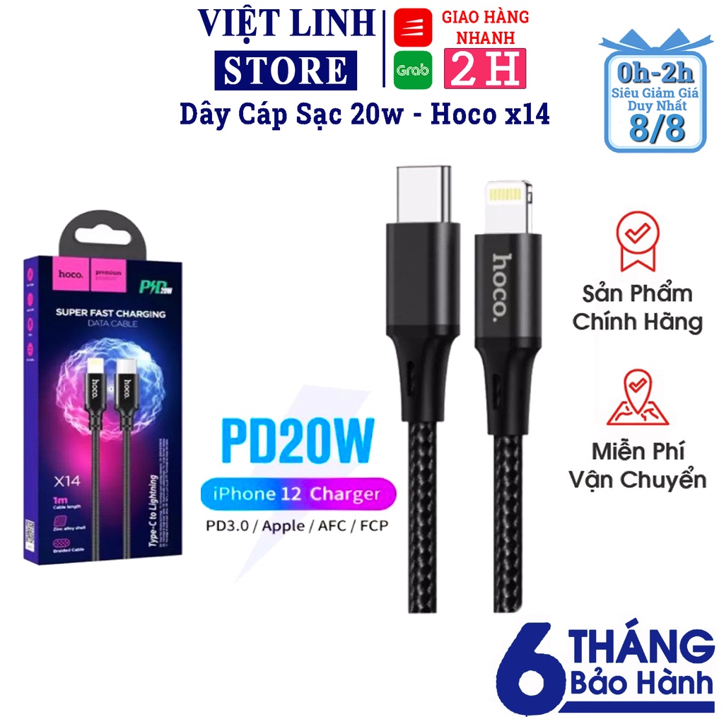 Cáp sạc nhanh 20w HOCO X14 PD 20w-Cáp sạc Type C to 1m-Hàng full box-Việt Linh Store