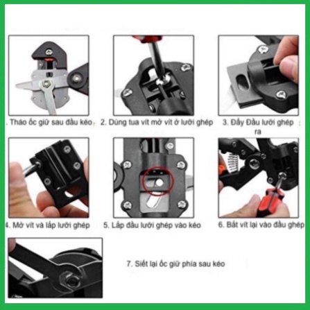 Xuất khẩu sang Nhật Bản Kéo ghép cành đa năng chuyên dụng tặng 2 lưỡi cắt và trụ đỡ thay thế (m