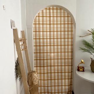 Rèm cửa họa tiết ca rô màu vàng dành cho trang trí nội thất
