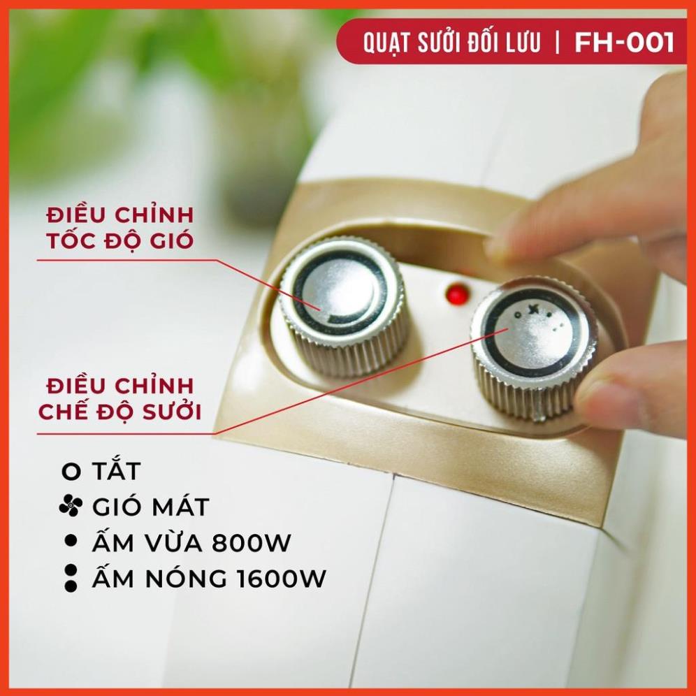 Quạt sưởi ấm Fujihome FH001 công nghệ Nhật Bản, máy sưởi điện mini cầm tay không đốt oxy, không khô da cho bé