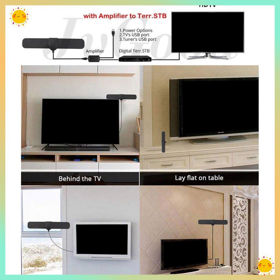 Ăng Ten Khuếch Đại Tín Hiệu Tv Hd Kỹ Thuật Số Phạm Vi 50 Dặm