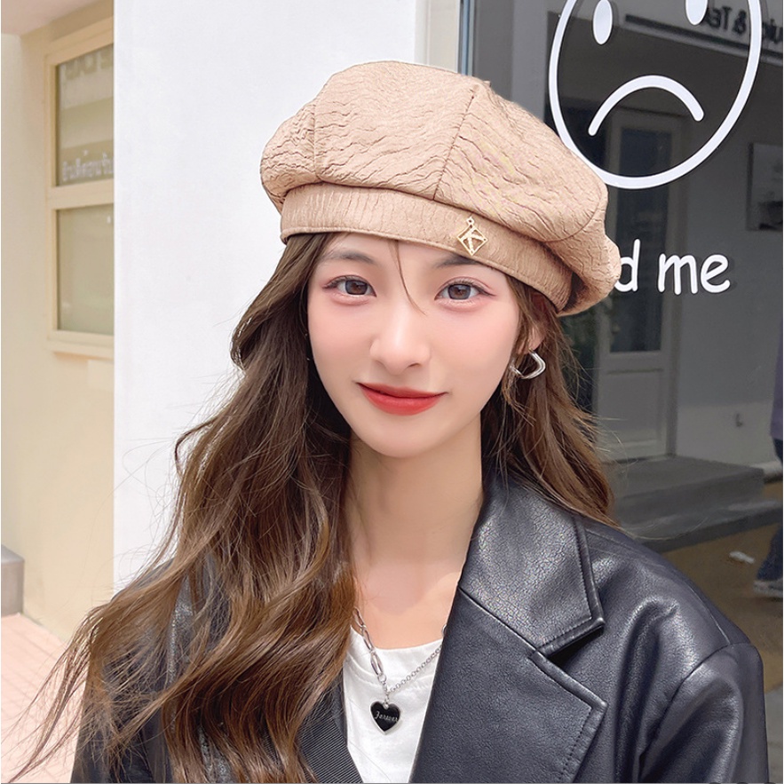 Mũ nồi beret vải nhún thời trang phong cách Hàn Quốc mới
