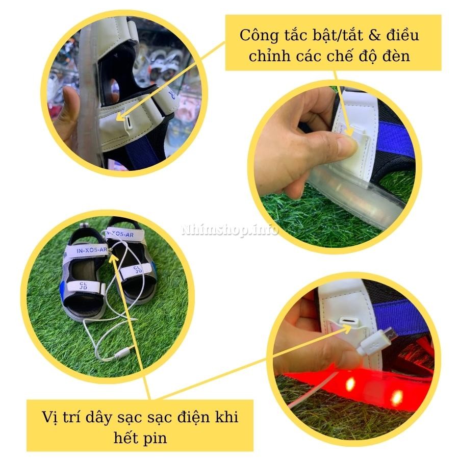 Giày sandal bé trai gái có đèn LED phát sáng thời trang sạc USB thông minh siêu bền êm chân cho trẻ em 3 - 12 tuổi ST70