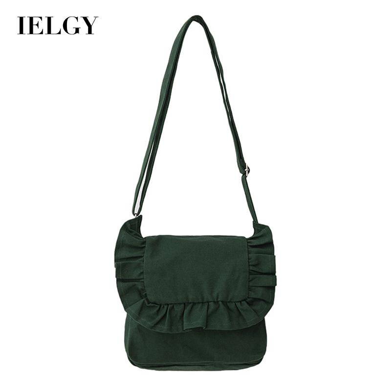 Túi xách IELGY vải canvas phối ren phong cách Nhật Bản thời trang dành cho nữ