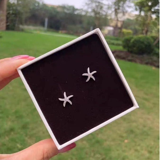 bông tai sao biển gắn đá sang chảnh , bạc 925 , chốt bạc chắc chắn