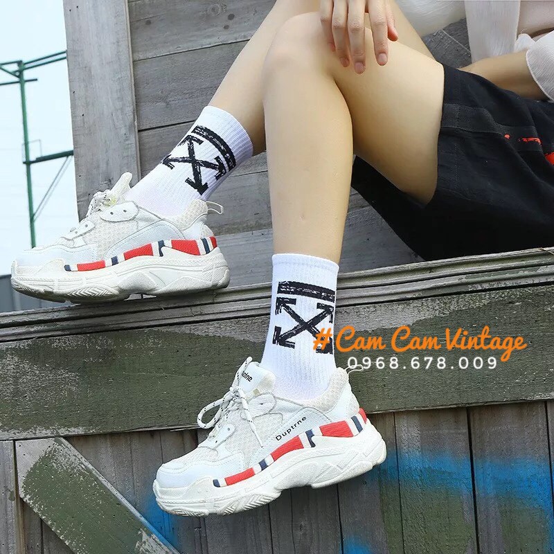 TẤT CAO CỔ NAM VỚ CAO CỔ NỮ  THỂ THAO ULZZANG UNISEX ĐEN TRẮNG CỔ CHỮ X