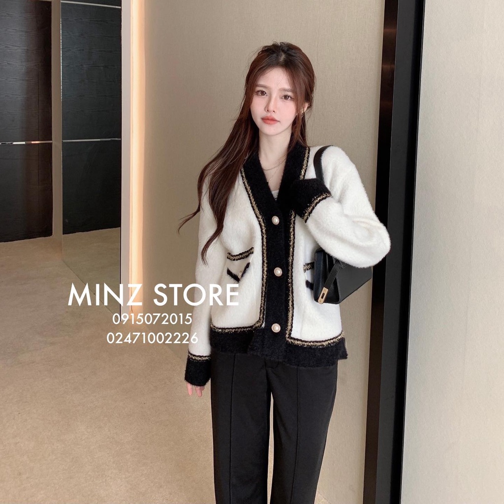 Khoác lông cổ tim viền kim tuyến #050