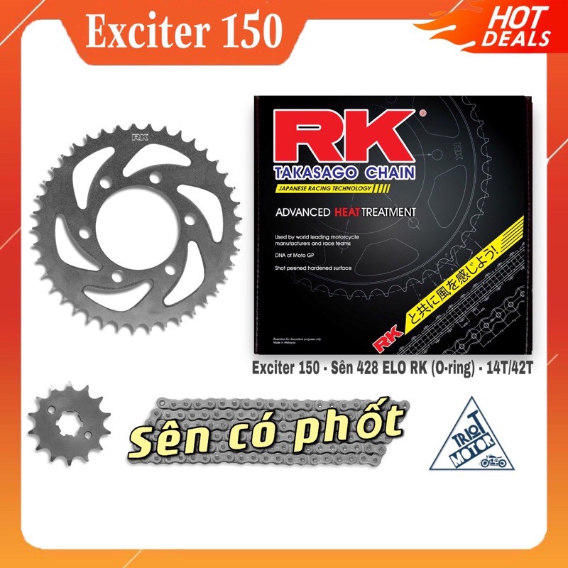 Nhông Sên Dĩa NSD Exciter (có phốt) hiệu RK ELO chính hãng