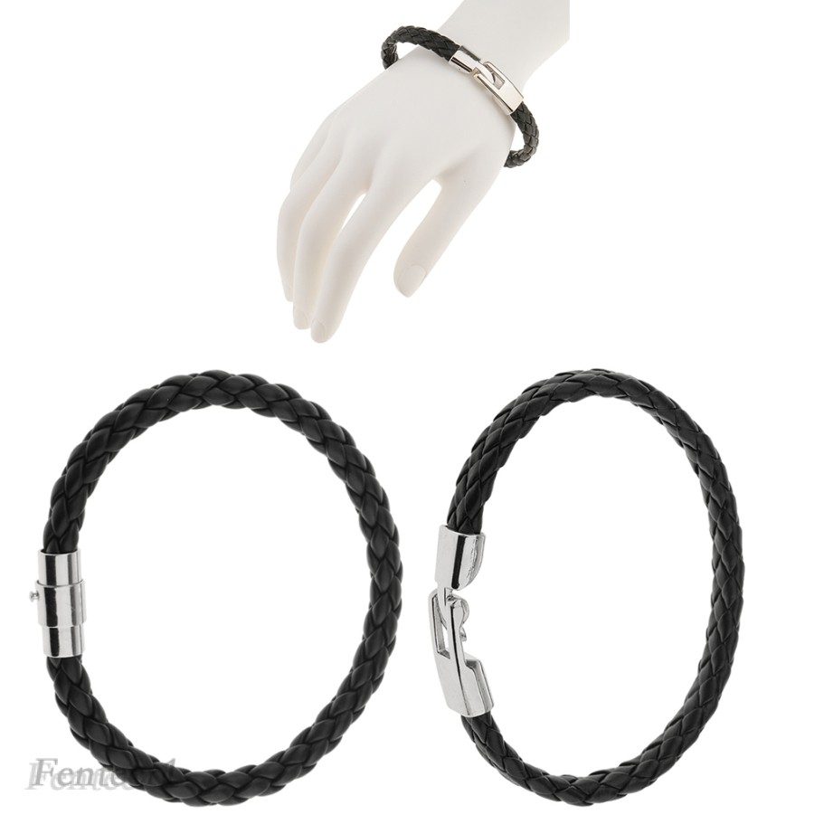 Vòng đeo tay bện dây da PU 5mm/ 9mm