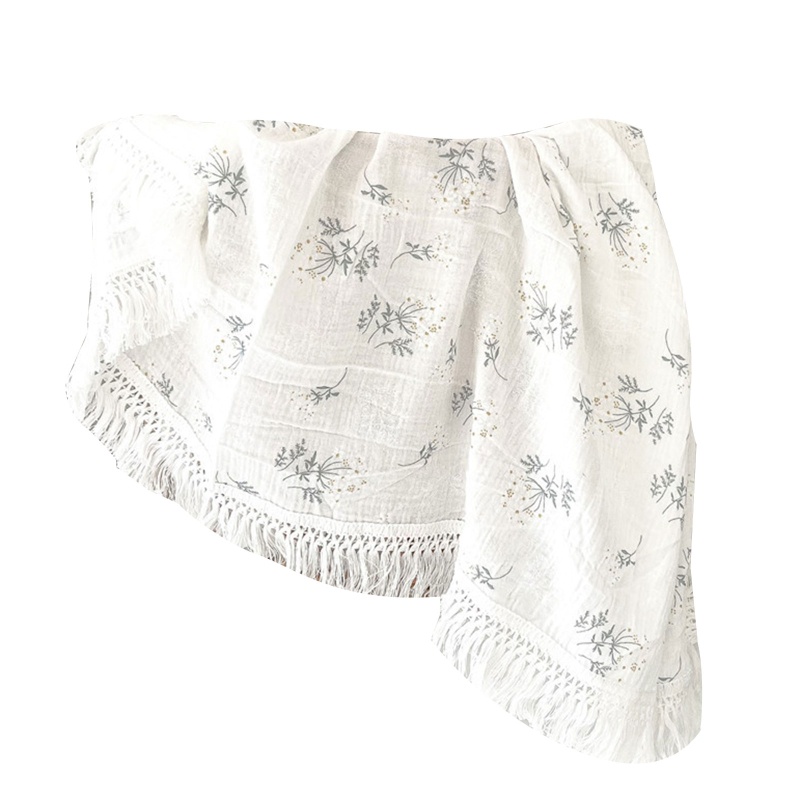 Chăn Quấn Em Bé Chất Liệu Cotton Mềm Mại Phối Tua Rua Dùng Làm Đạo Cụ Chụp Ảnh