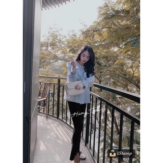 Sơ mi bèo kẻ xanh