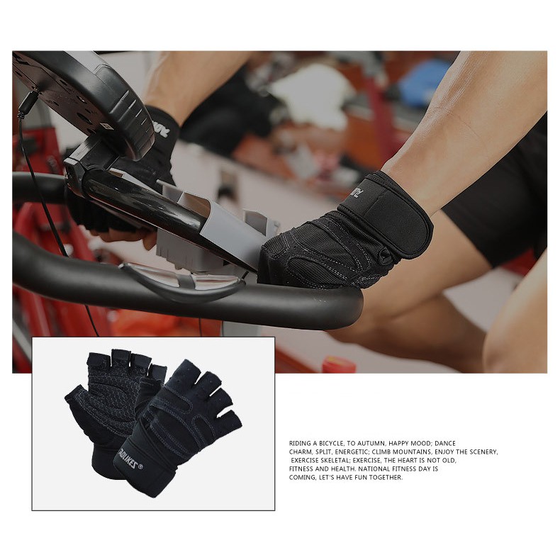 Bán buôn - Aolikes AL109  Găng tay tập gym cao cấp, có cuốn cổ tay, đệm lòng bàn tay chống trượt chuyên gym