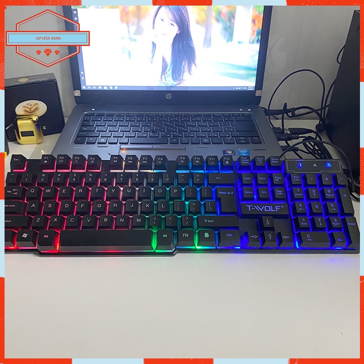 Bàn Phím Máy Vi Tính Laptop Gaming Gỉa Cơ T-WOLF T20 USB Có Dây Chuyên Game Đèn Led