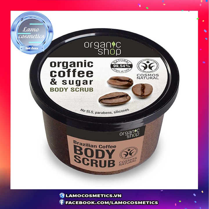 Tẩy Da Chết Toàn Thân Organic Coffee & Sugar Body Scrub Nga 250g
