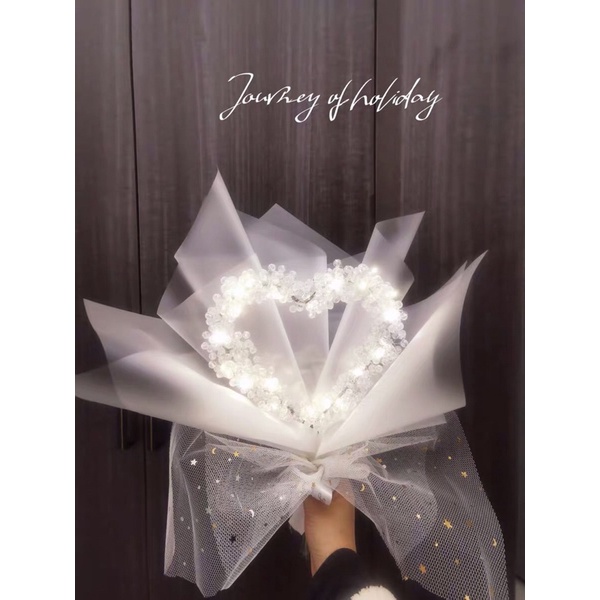 Set làm bó hoa trái tim long lanh handmade CÓ SẴN bằng hạt cườm có đèn Order 2 tuần Trang Xuka