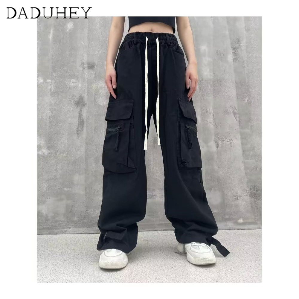 DaDuHey Autumn New Trendy Loose Casual Pants Men and Women Couple's Multi-Pocket Solid Color Overalls