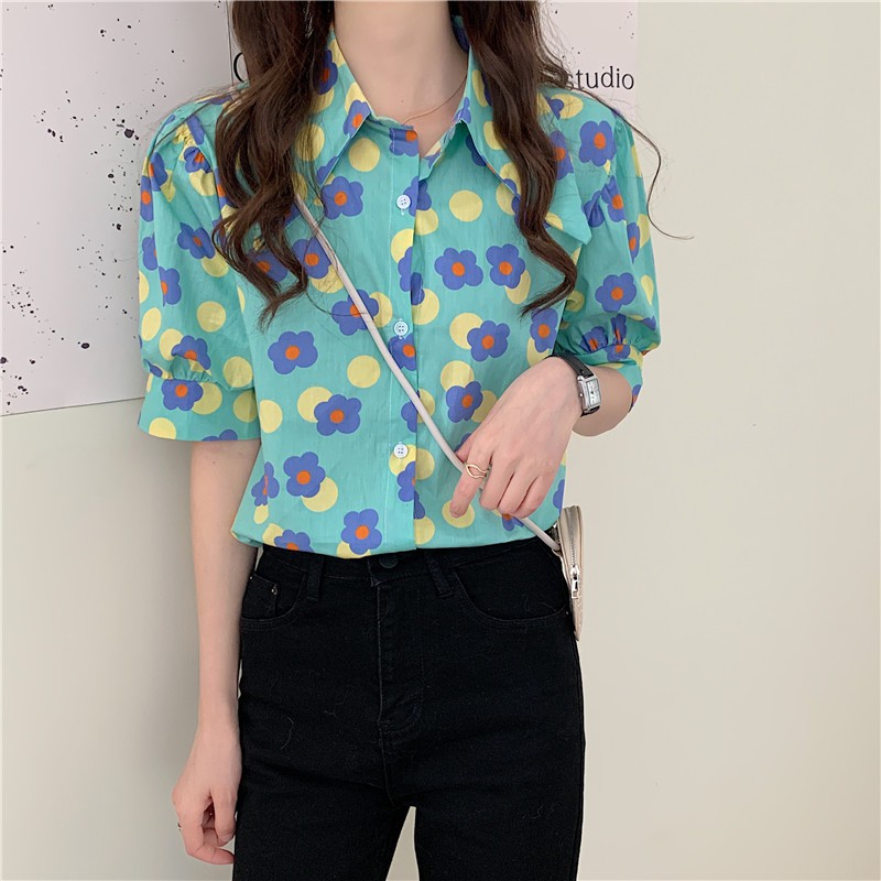 Áo sơ mi tay ngắn cổ bẻ kiểu dáng thời trang phong cách Hàn Quốc dành cho nữ | BigBuy360 - bigbuy360.vn
