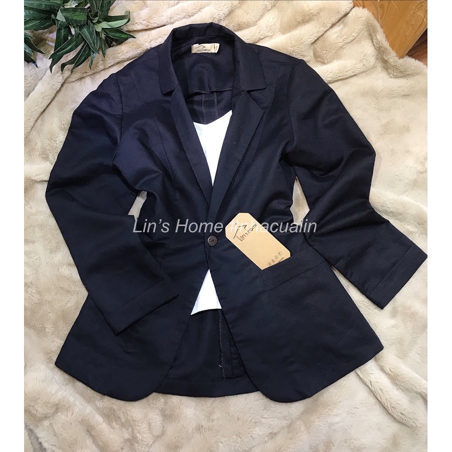 S052 - BLAZER LINEN ĐEN | BigBuy360 - bigbuy360.vn
