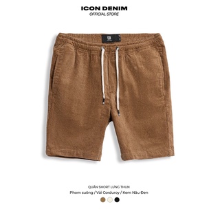 Quần Short Nam ICON DENIM Lưng Thun Vải Nhung Gân Nhỏ Thoải Mái QS011048