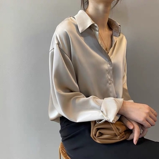Áo Lụa Satin Cao Cấp Phong Cách Hàn Quốc 2021 Cho Nữ