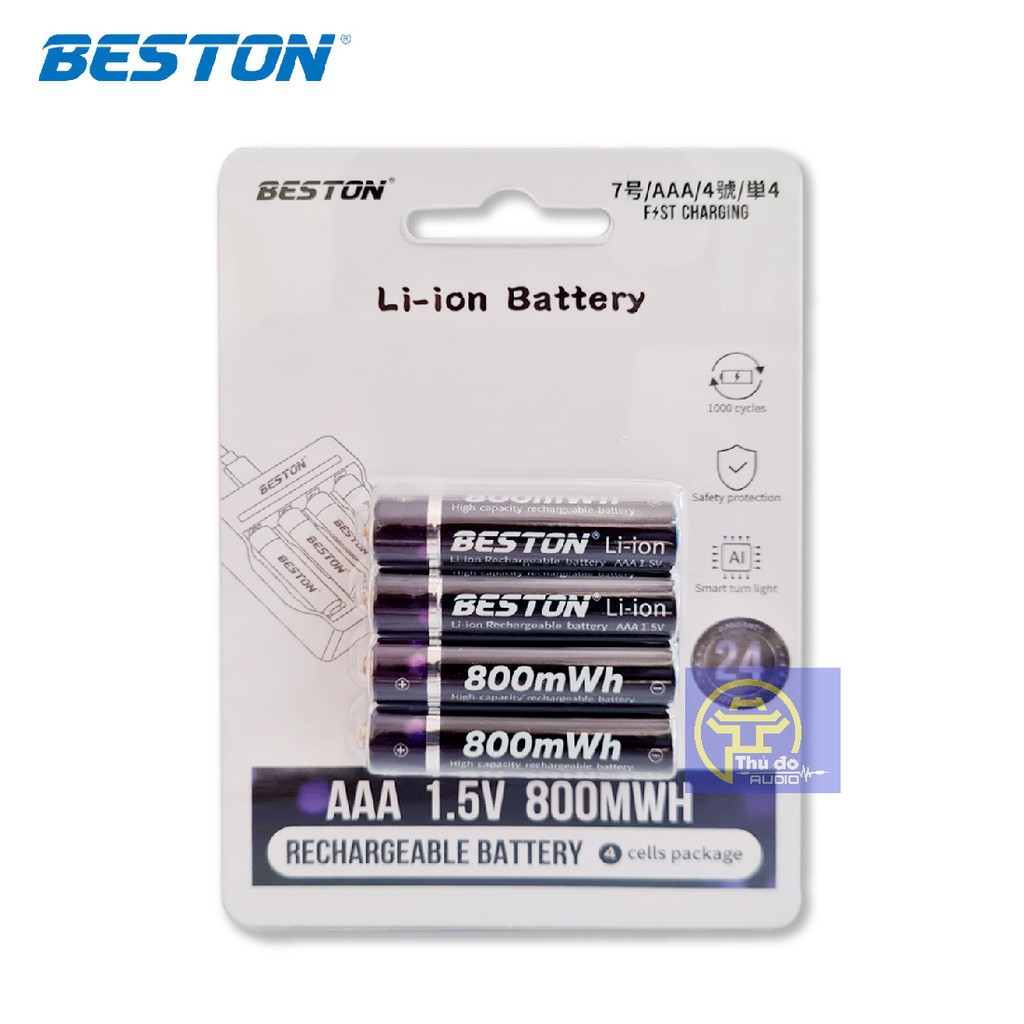 Pin sạc Lithium 1,5V AA, AAA chính hãng Beston 800mAh, 2800mAh, 3500mAh, bộ sạc beston M7011 Sạc nhanh tự ngắt, Pin 1.5V