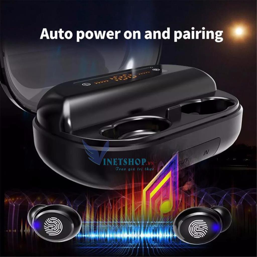 Tai Nghe Bluetooth 5.0 Cao Cấp TWS V11, Chống Nước IPX7, Âm Thanh Hifi,nút bấm Cảm Ứng Vân Tay, dock sạc 4000mAh -dc3622