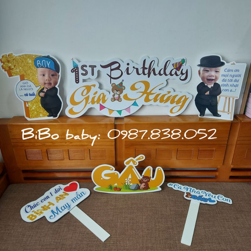 Combo banner, chibi, tên để bàn, cây welcome thiết kế theo yêu cầu -BiBo baby