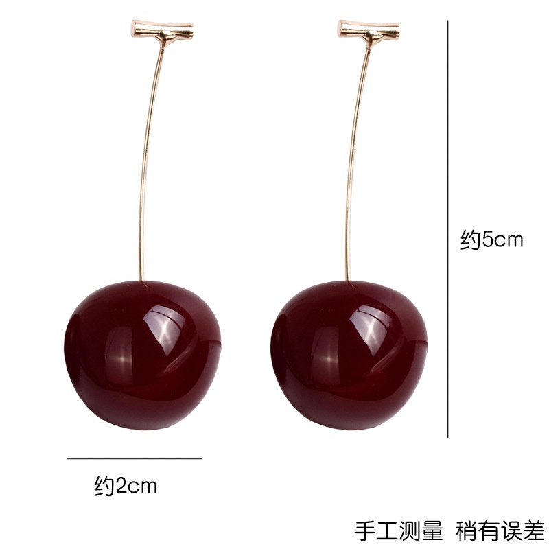 Bông Tai Nhựa Resin Dáng Dài Hình Quả Cherry Đơn Giản Dễ Thương Phong Cách Hàn Quốc Thời Trang Mùa Hè Mới Cho Nữ