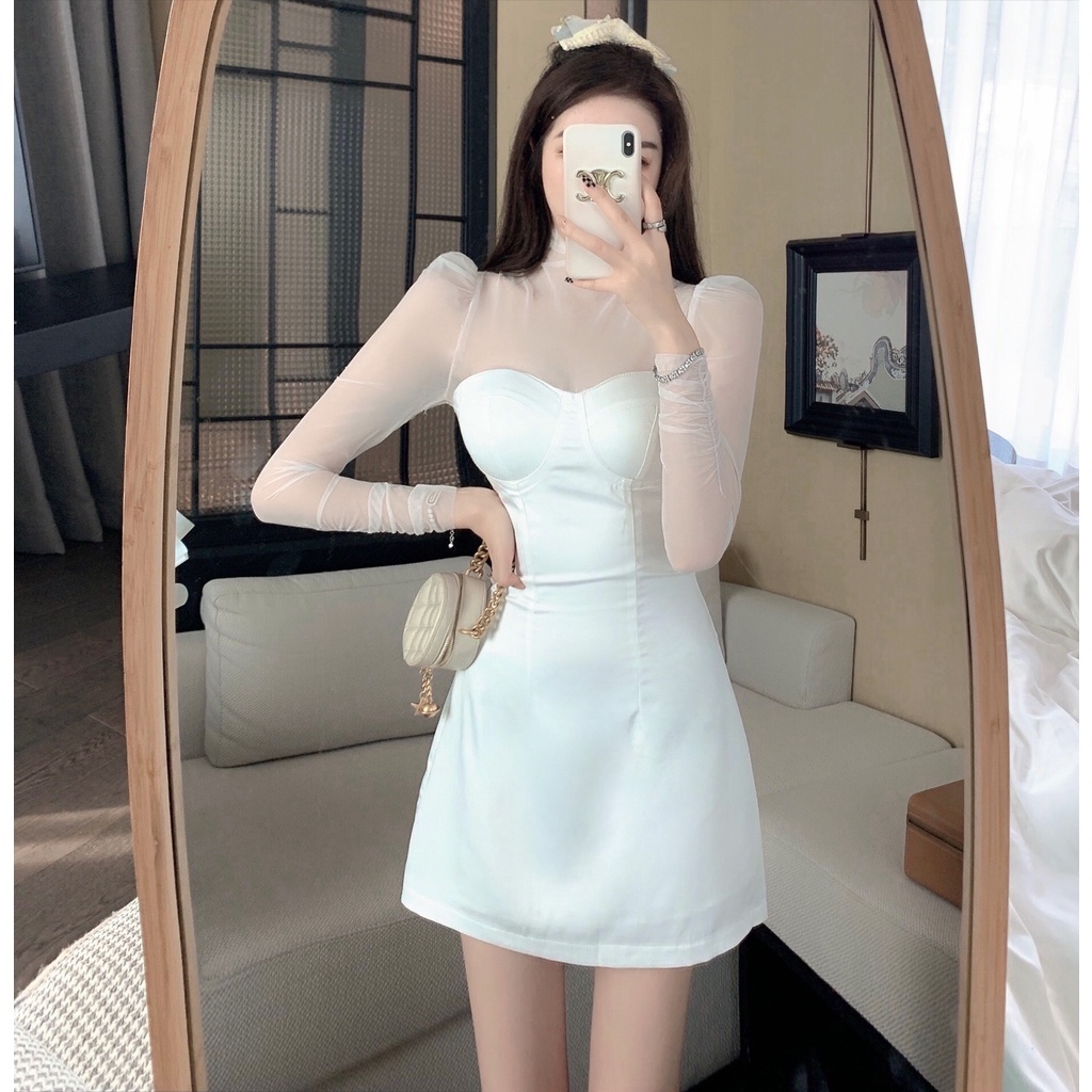 Đầm dáng ôm tay lưới Emilyshop ulzzang