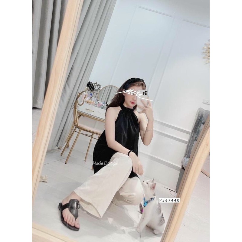 SET ÁO YẾM ĐEN MIX QUẦN SUÔNG ĐŨI TRẮNG | BigBuy360 - bigbuy360.vn